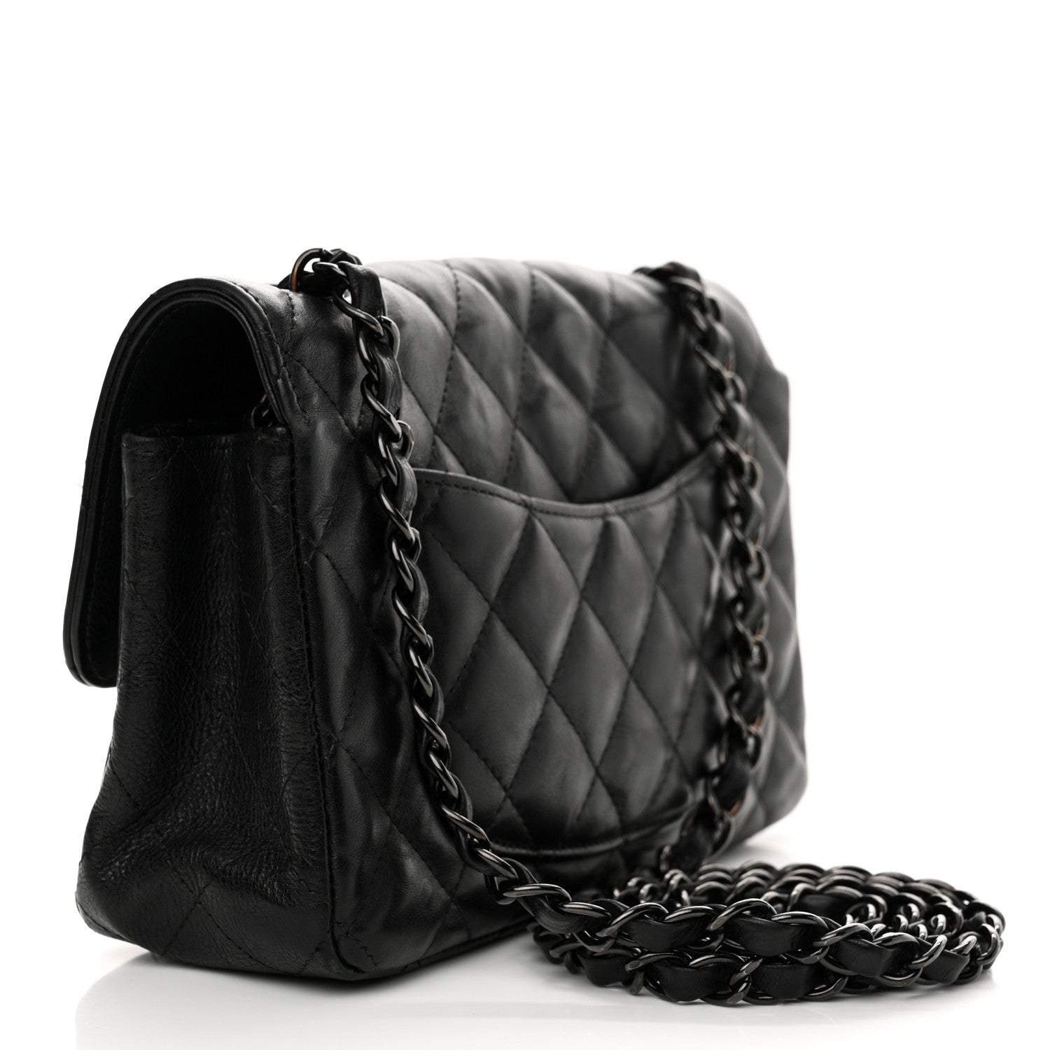 Chanel Crumpled Calfskin Quilted Mini Rectangular Flap So Black 3 of 14