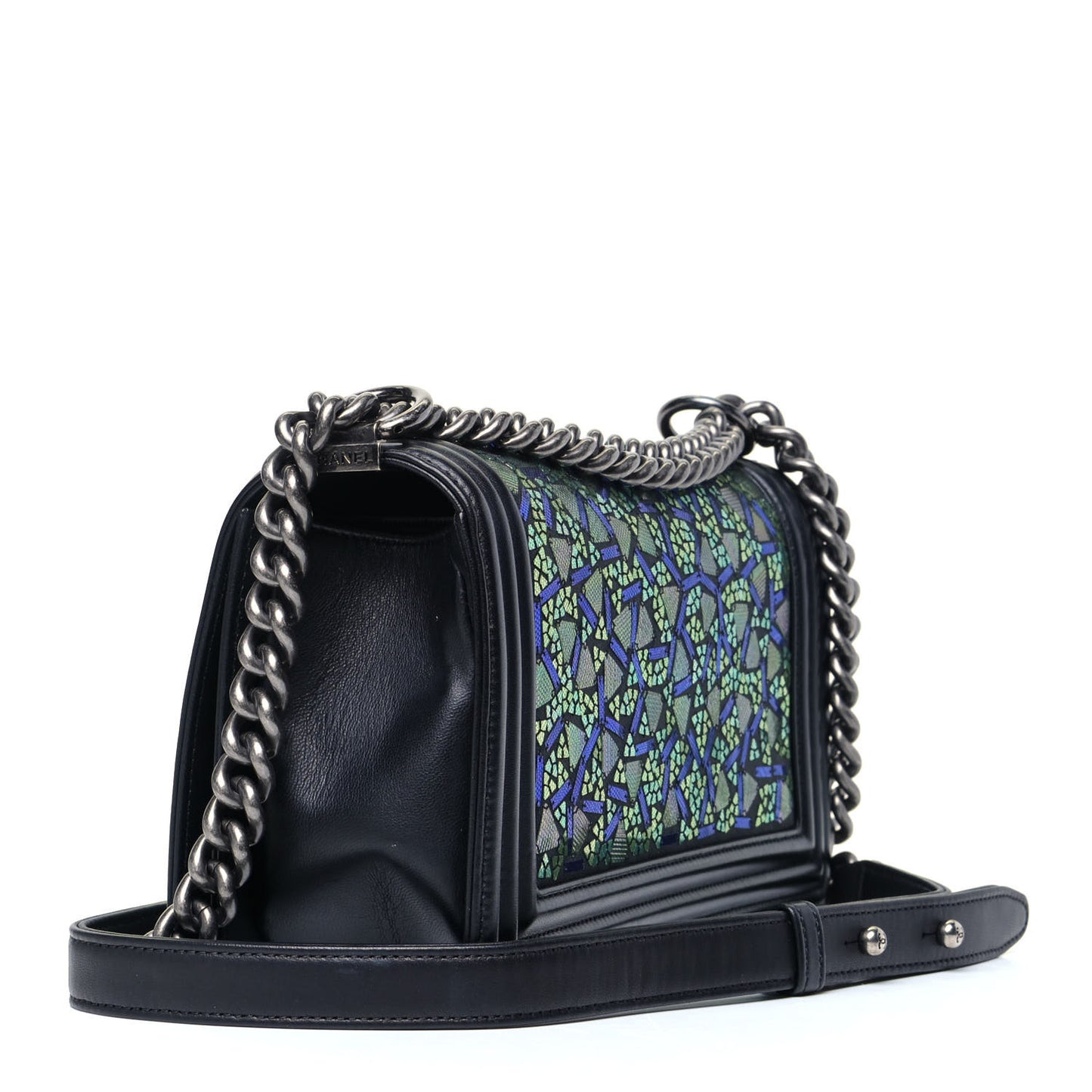 Lambskin Sequin Mosaic Medium Boy Flap Blue Green Black