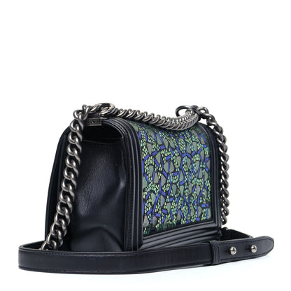 Chanel Lambskin Sequin Mosaic Medium Boy Flap Blue Green Black 2 of 5