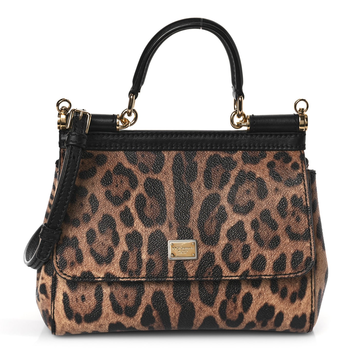 Dauphine Leopard Print Small Miss Sicily Satchel Black