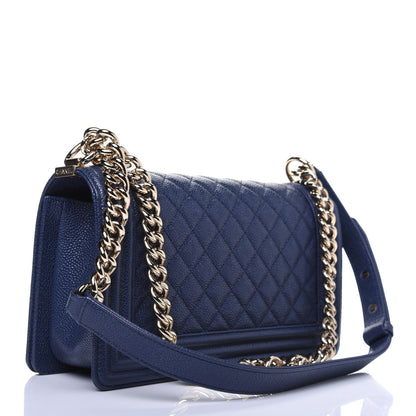 Chanel Caviar Quilted Medium Boy Flap Blue 3 of 14