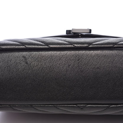 Saint Laurent Sheepskin Matelasse Chevron Monogram Medium College Bag Black 14 of 16
