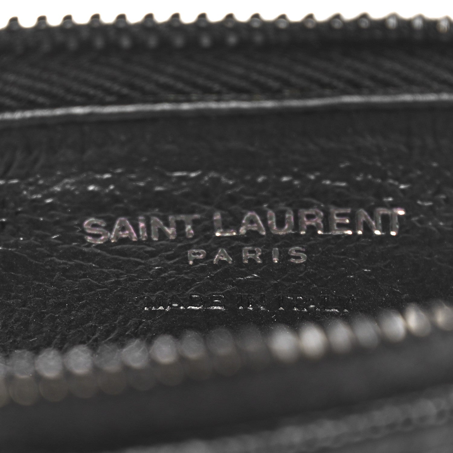 Saint Laurent Grain De Poudre Matelasse Chevron Monochrome Fragments Zippered Card Case Black 5 of 5