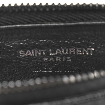Saint Laurent Grain De Poudre Matelasse Chevron Monochrome Fragments Zippered Card Case Black 5 of 5