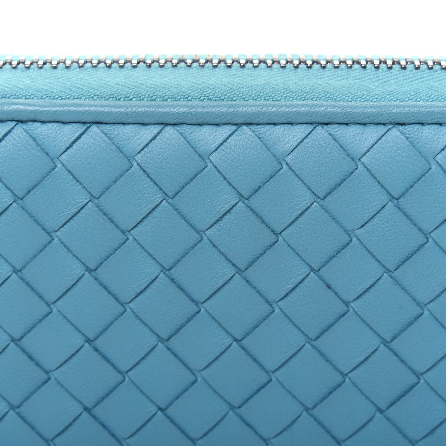 Nappa Intrecciato Zip Around Wallet Turquoise