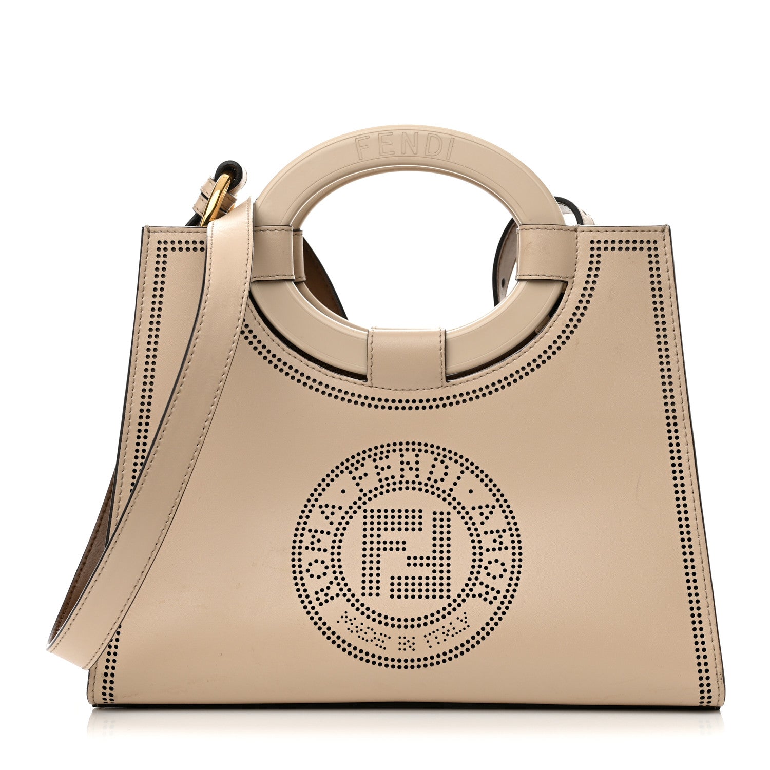 Fendi Vitello Liberty Plexiglass Stamp Patch Perforated Small Runaway Shopper Tote Nuvola 1 of 14