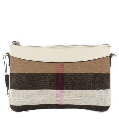 Burberry Mega Check Peyton Crossbody Clutch Bag White 1 of 8