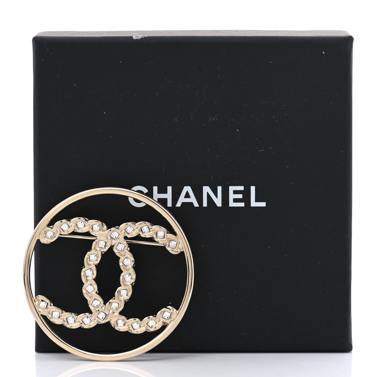 Chanel Crystal Round CC Brooch Gold 5 of 5