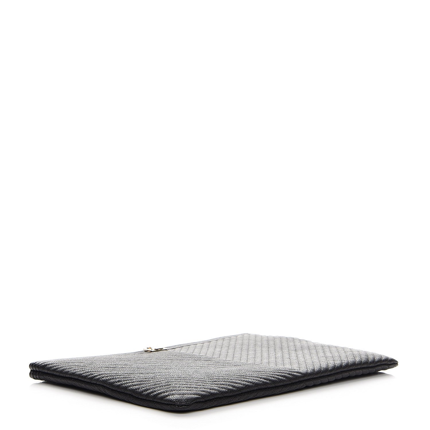 Chanel Caviar Chevron Large Boy Cosmetic Case Black 4 of 7