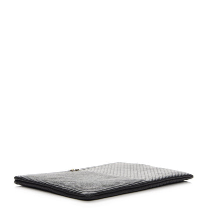 Chanel Caviar Chevron Large Boy Cosmetic Case Black 4 of 7