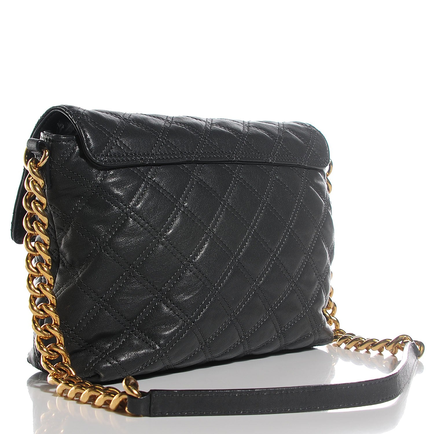 Marc Jacobs Lacquered Lambskin Quilted The Large Single Flap Dark Grey 3 of 11