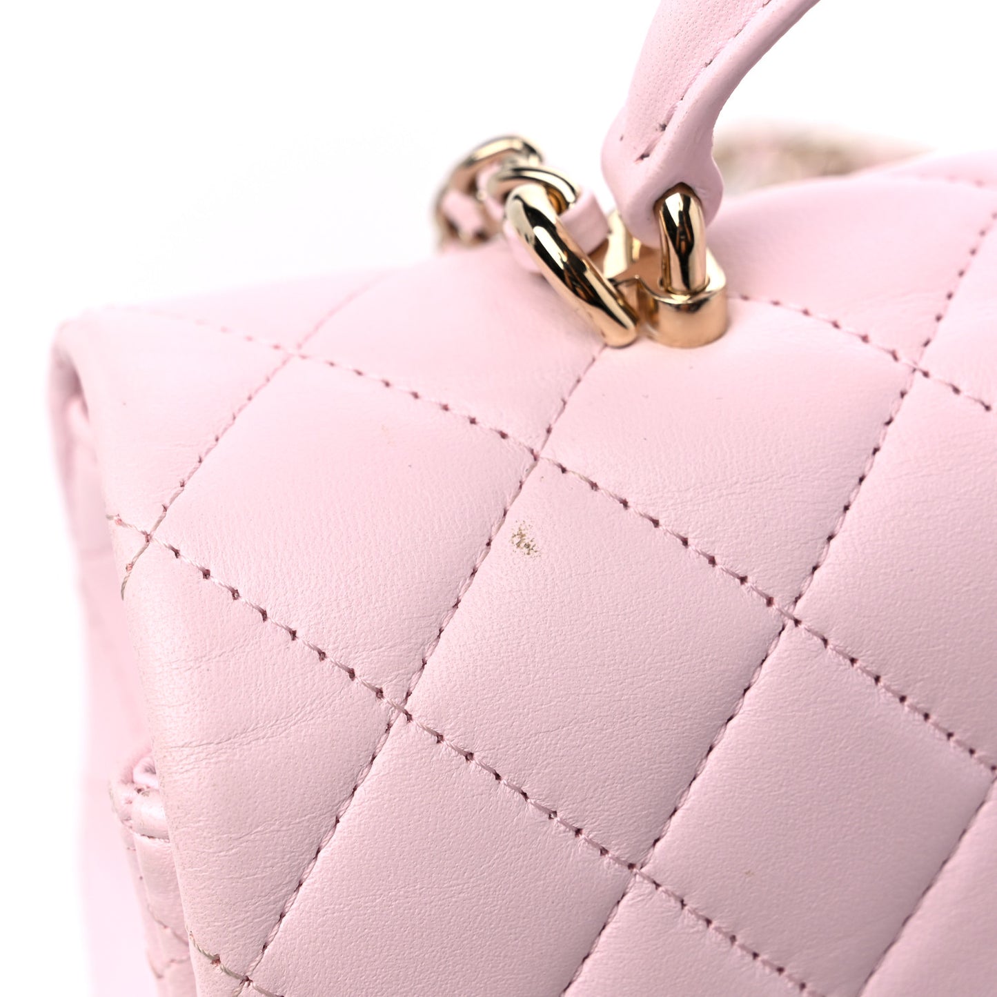 Lambskin Quilted Mini Top Handle Rectangular Flap Light Pink