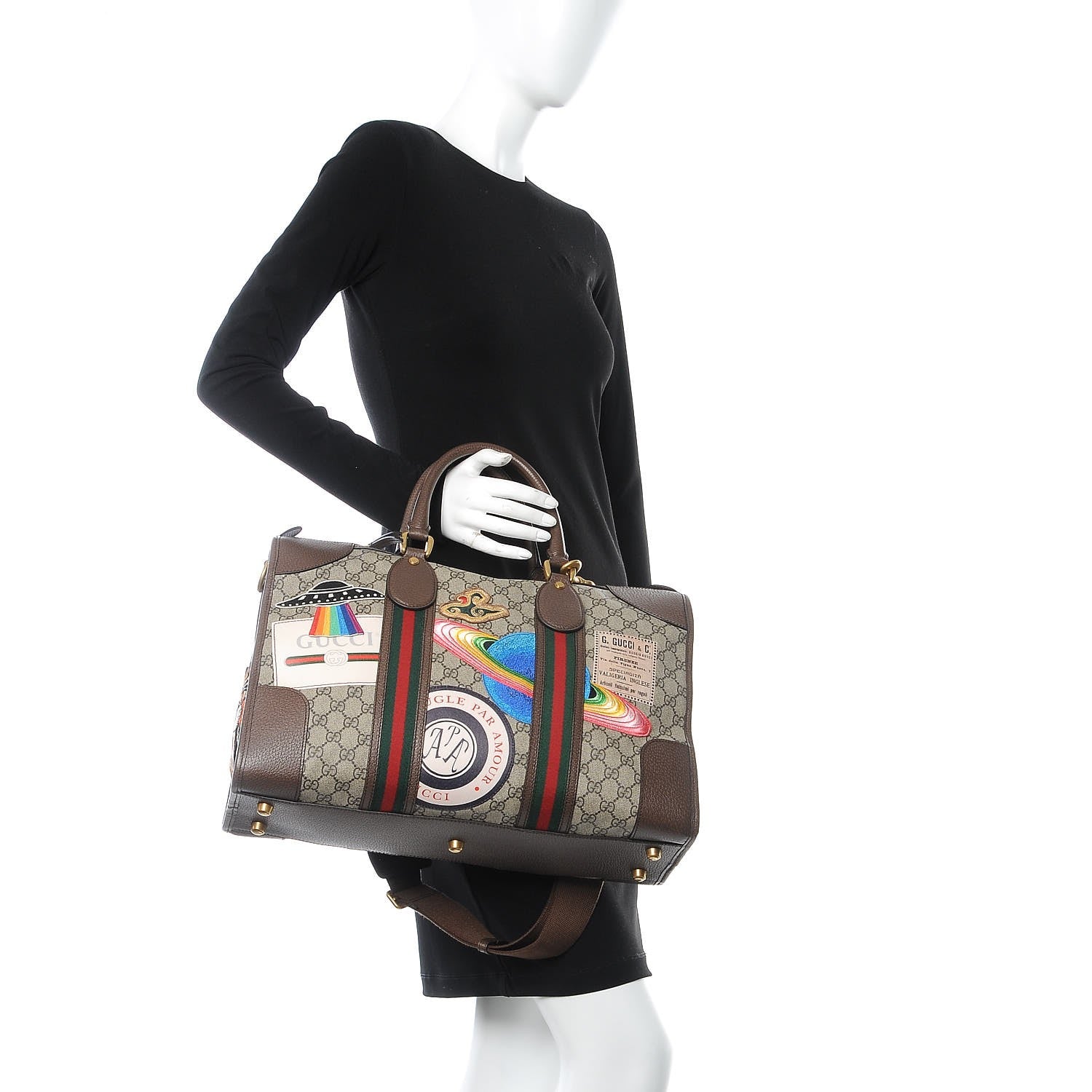 Gucci Soft GG Supreme Monogram Courrier Medium Duffle Bag Beige New Acero Multicolor 2 of 24