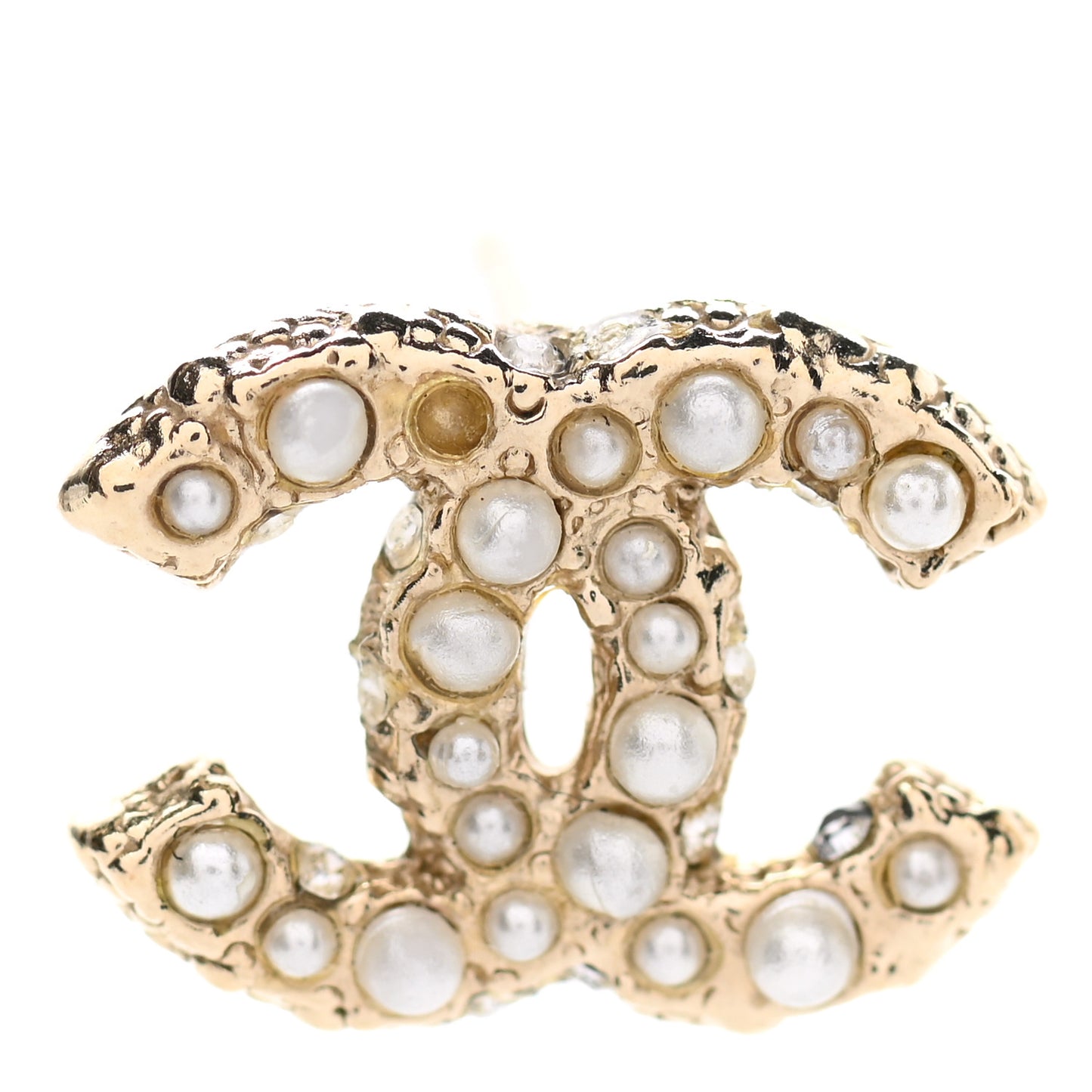 Pearl Crystal CC Earrings Light Gold