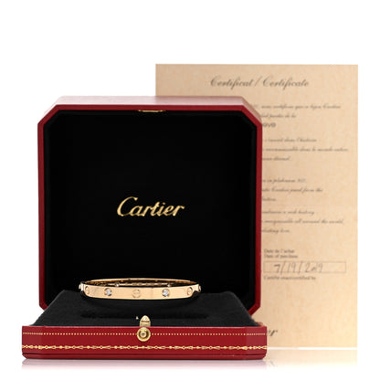 Cartier 18K Yellow Gold 4 Diamond LOVE Bracelet 17 5 of 5