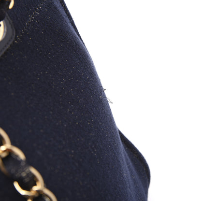 Chanel Lurex Canvas Medium Deauville Tote Navy Blue Gold 8 of 10