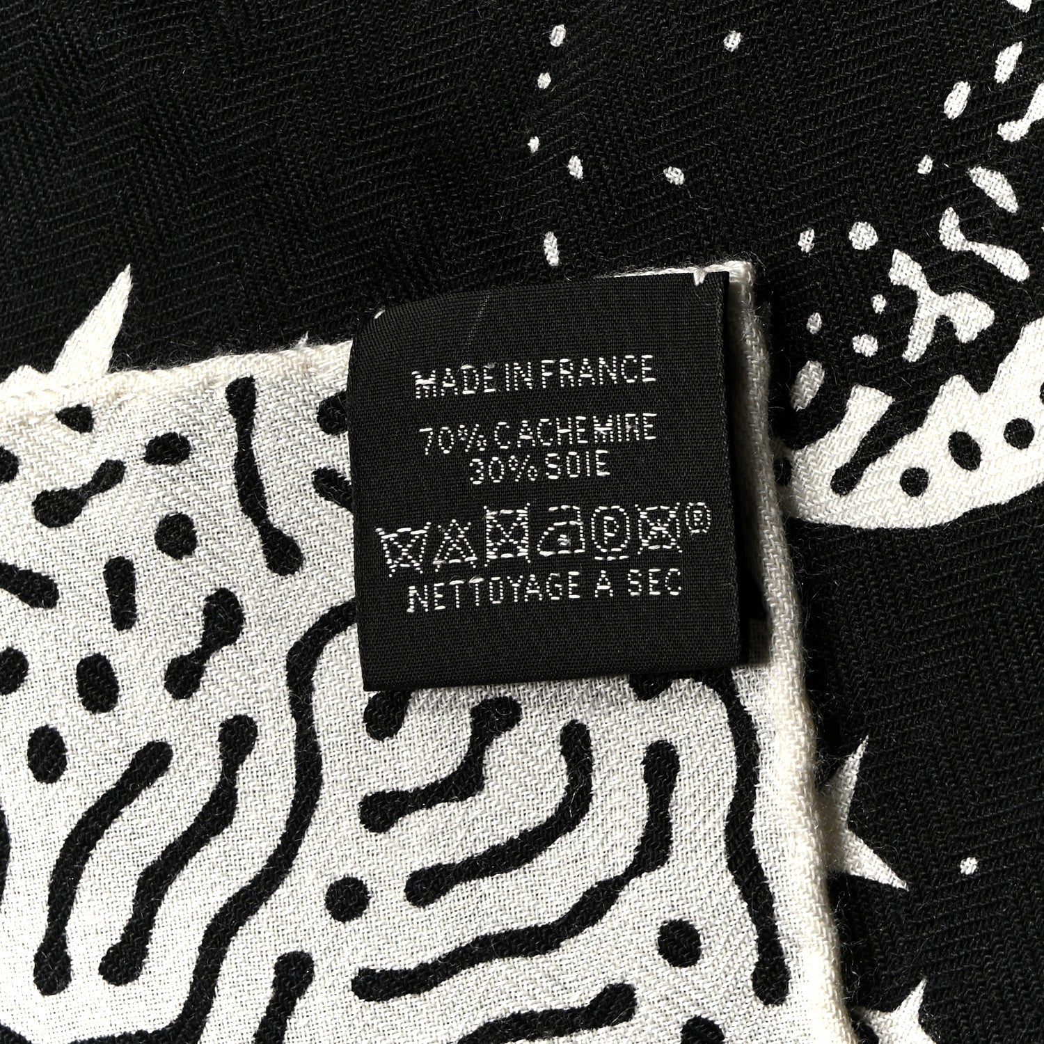 Hermes Silk Cashmere Clair De Lune Shawl 140 Black White 3 of 5
