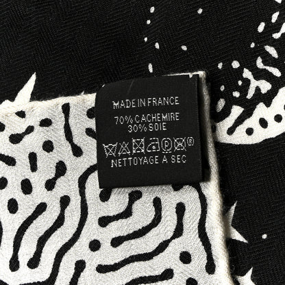 Hermes Silk Cashmere Clair De Lune Shawl 140 Black White 3 of 5