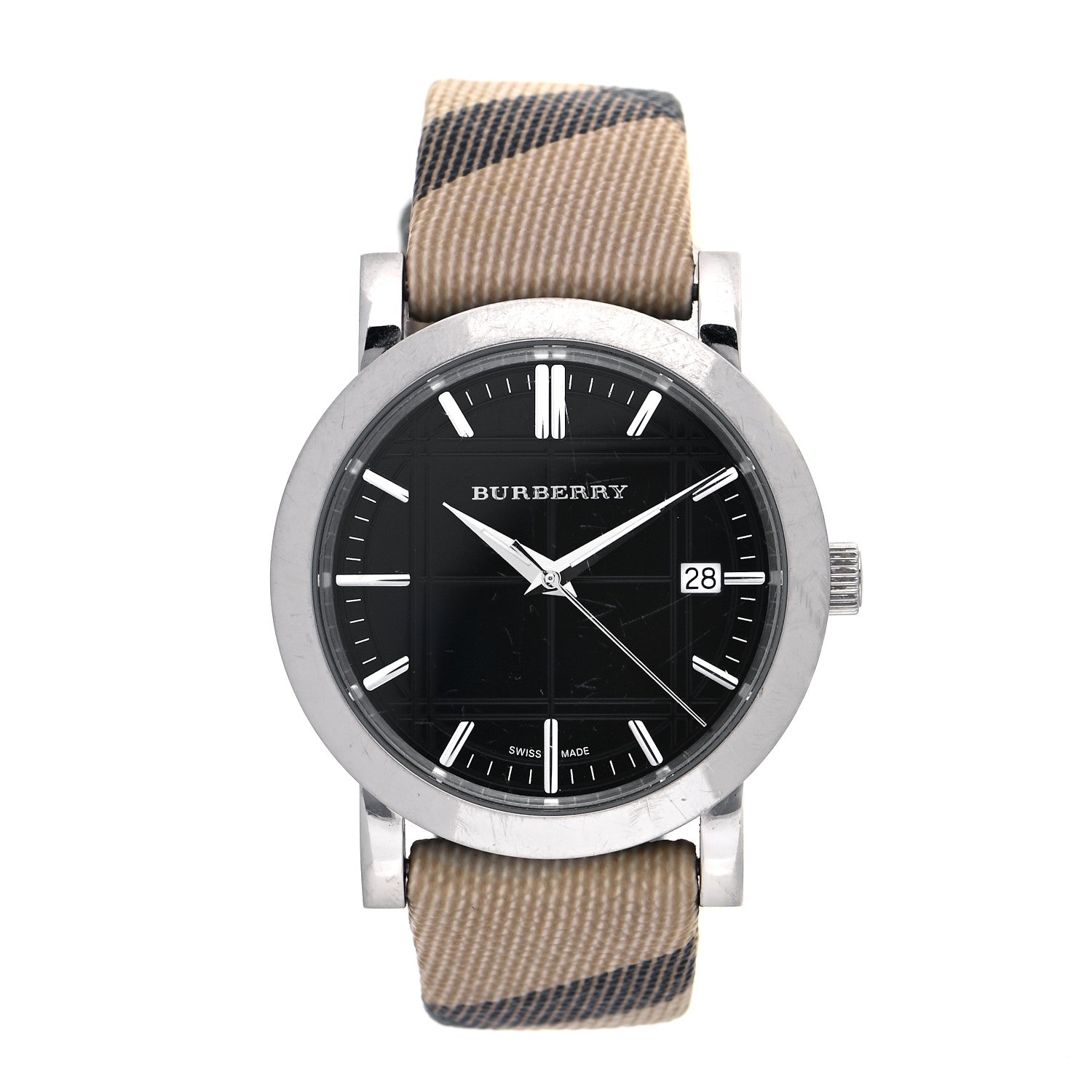 Burberry Stainless Steel Calfskin 38mm Heritage Nova Check Quartz Watch Black BU1772 1 of 5