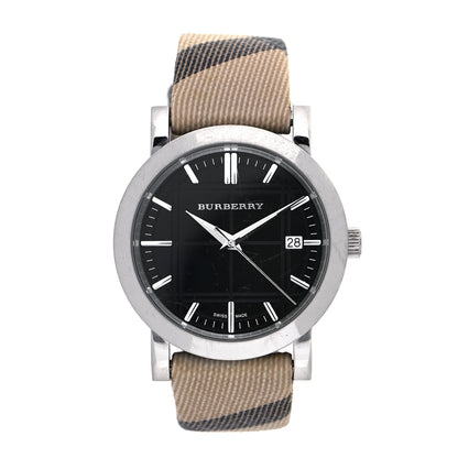 Burberry Stainless Steel Calfskin 38mm Heritage Nova Check Quartz Watch Black BU1772 1 of 5
