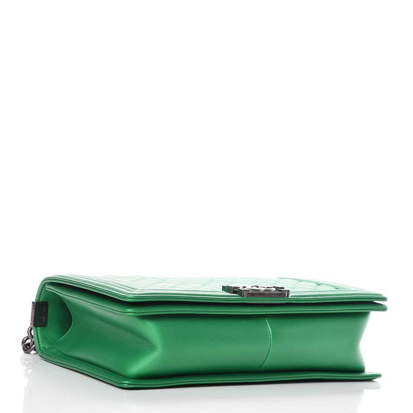 Metallic Calfskin Quilted New Medium Boy Flap Green