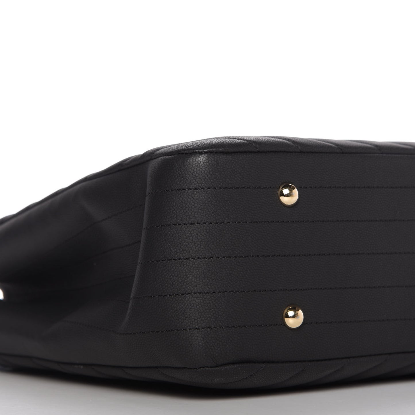 Caviar Chevron Quilted Large Shopping Tote Black