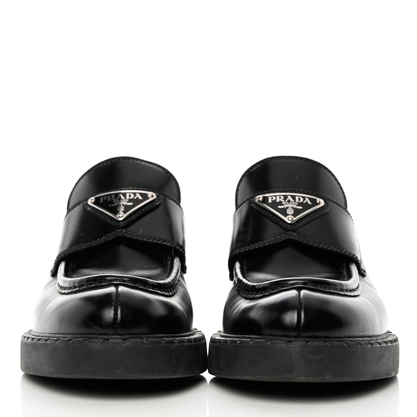 Spazzolato Metal Triangle Logo 50mm Loafers 36 Black