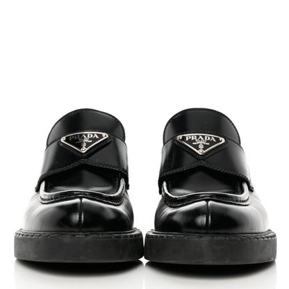 Prada Spazzolato Metal Triangle Logo 50mm Loafers 36 Black 2 of 9