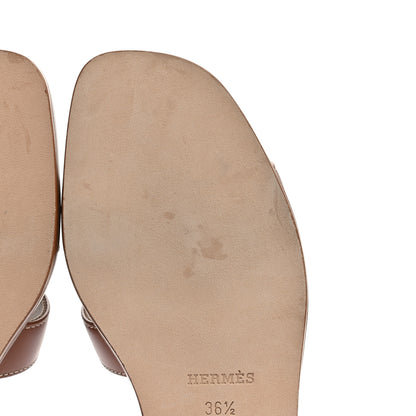 Hermes Box Calfskin Oran Sandals 36.5 Gold 9 of 9