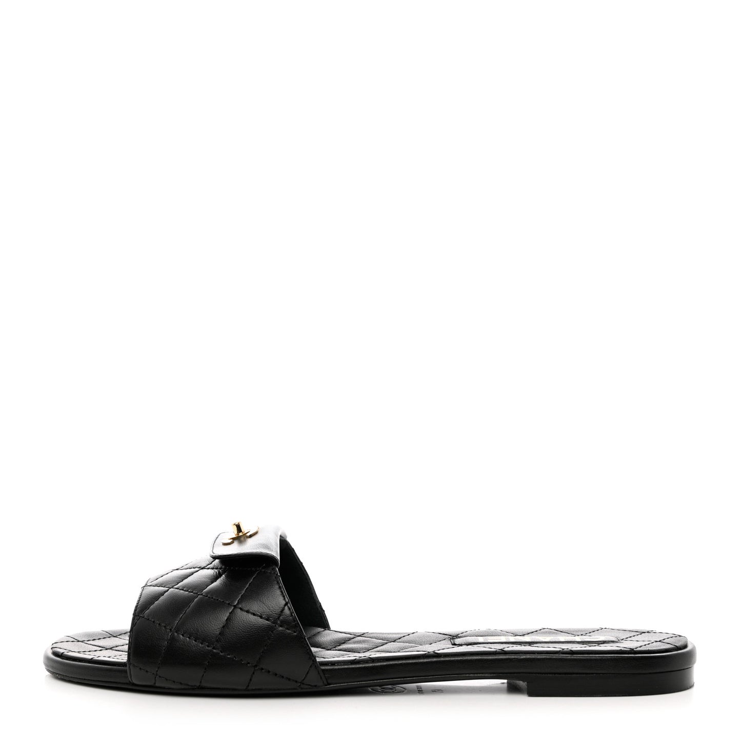 Lambskin Quilted CC Turnlock Sandals 41 Black
