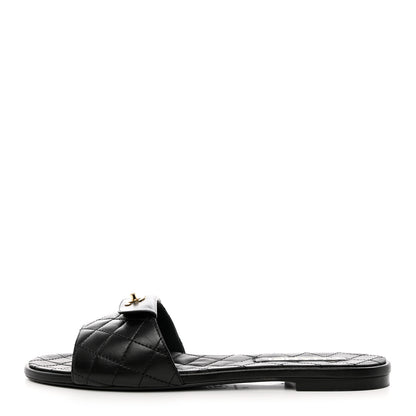 Chanel Lambskin Quilted CC Turnlock Sandals 41 Black 1 of 11