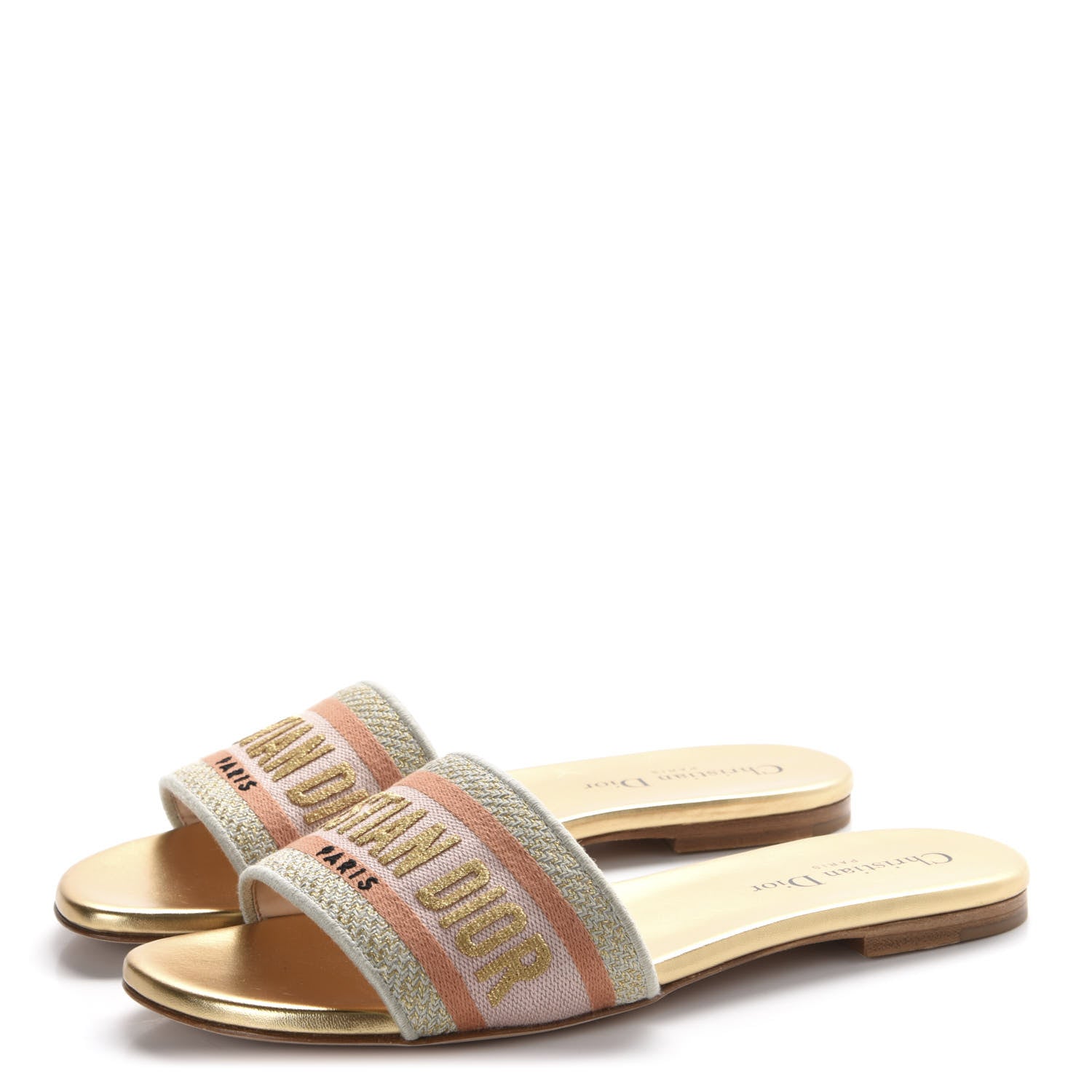 Christian Dior Cotton Embroidered Dway Mules Slide Sandals 37.5 Platinum 3 of 9