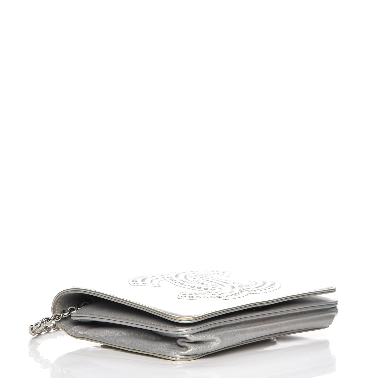 Chanel Patent Strass Wallet On Chain WOC Silver 4 of 12
