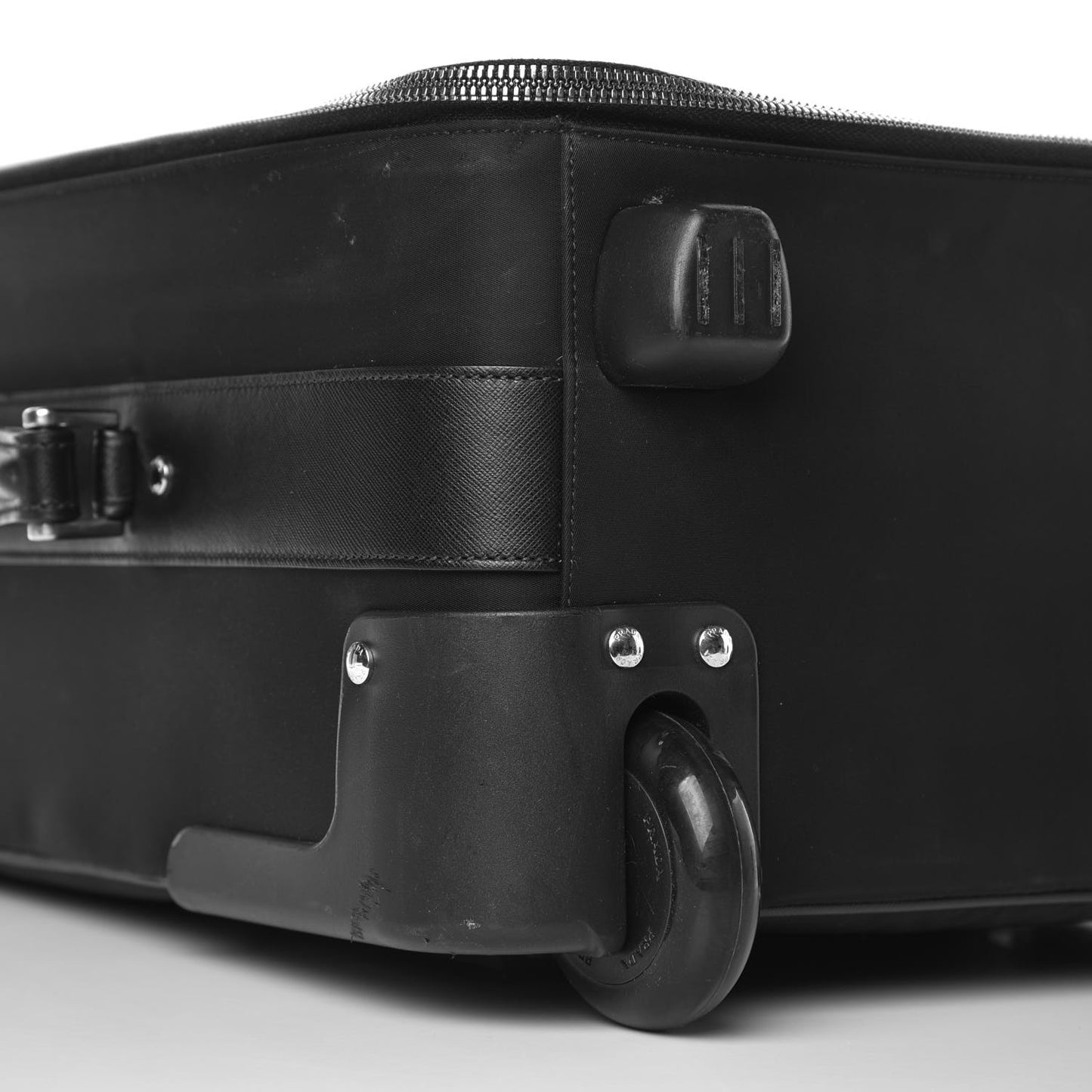 Tessuto Nylon Saffiano Trolley Luggage Black