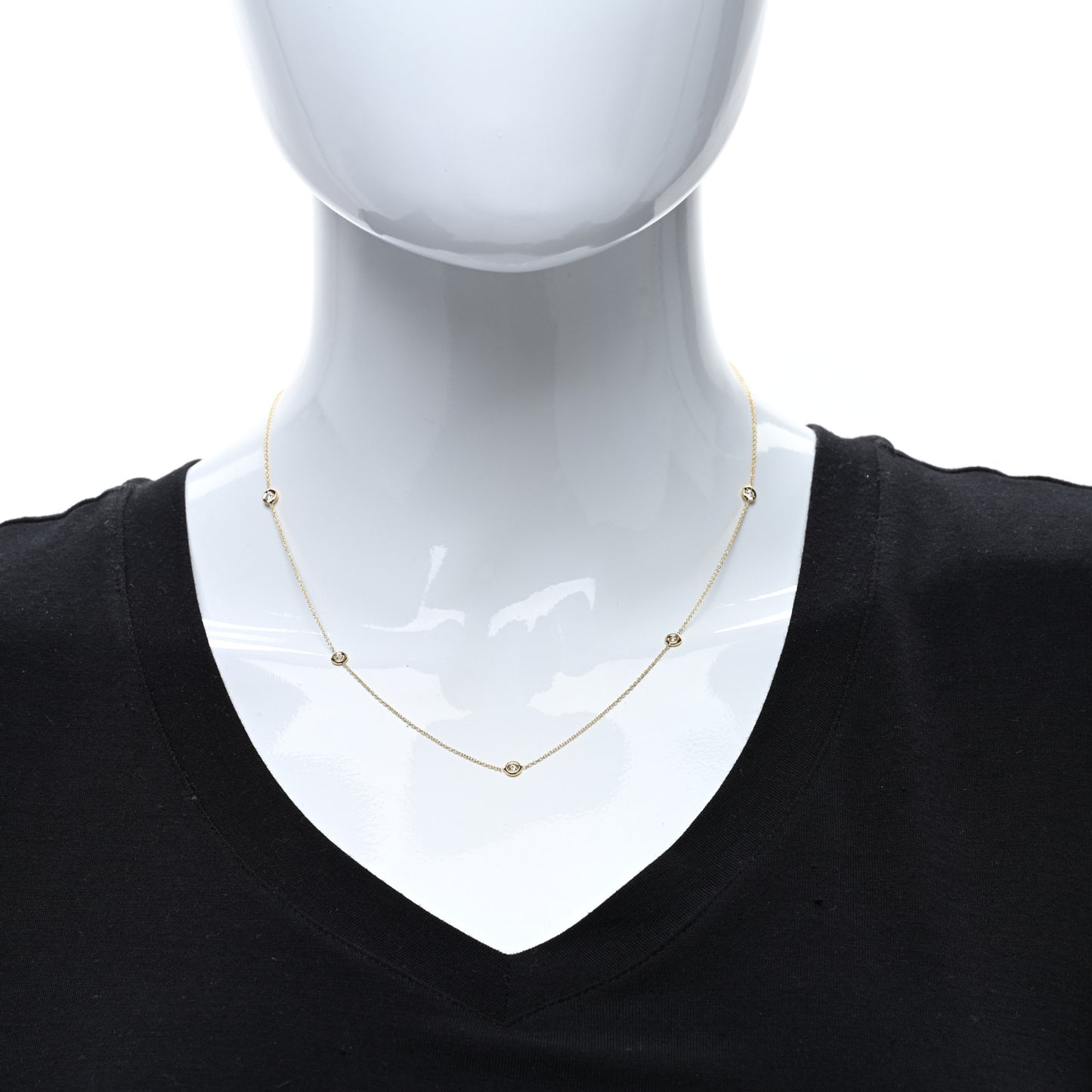 18K Yellow Gold Diamond .23ctw Diamonds By The Inch Five Station Necklace