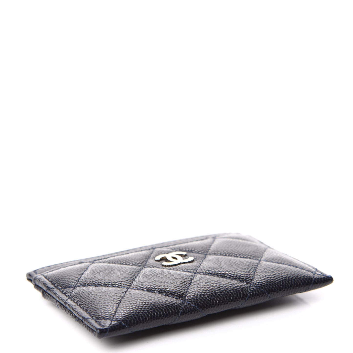 Caviar Quilted Card Holder Navy