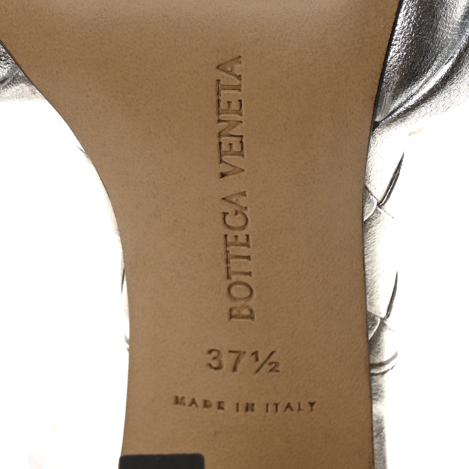 Bottega Veneta Laser Nappa Maxi Intrecciato Lido 90mm Mule Sandals 37.5 Silver 7 of 9