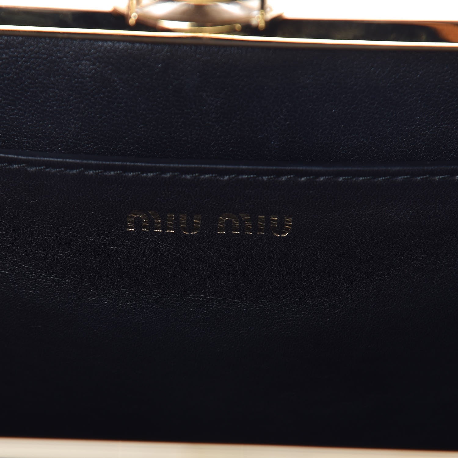 Miu Miu Calfskin Crocodile Embossed Crystal Embellished Solitaire Bag Black 8 of 9