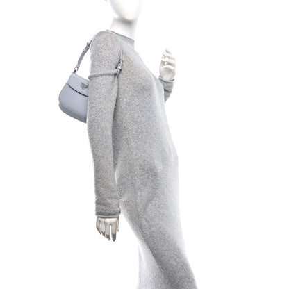 Prada Spazzolato Mini Cleo Flap Adjustable Strap Shoulder Bag Fiordaliso 2 of 10