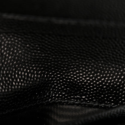 Saint Laurent Grain De Poudre Matelasse Chevron Monogram Compact Tri Fold Wallet Black 7 of 9