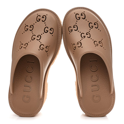 Gucci Rubber GG Monogram Perforated Elea Platform 55mm Lug Sole Sandals 36 Vintage Camel 2 of 10