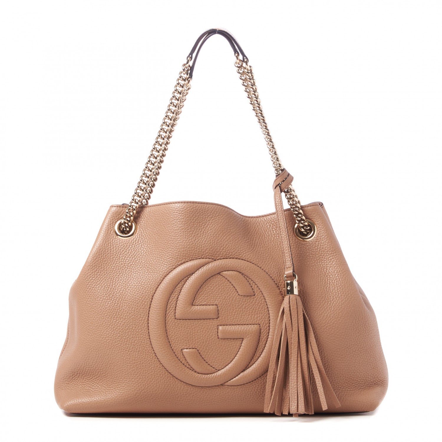 Gucci Pebbled Calfskin Medium Soho Chain Shoulder Bag Camelia 1 of 8
