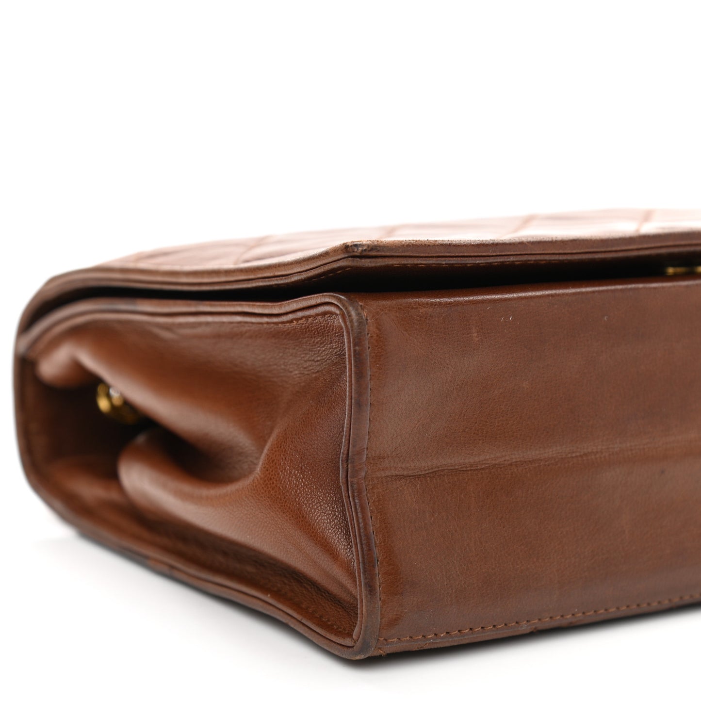 Lambskin Quilted CC Single Flap Brown