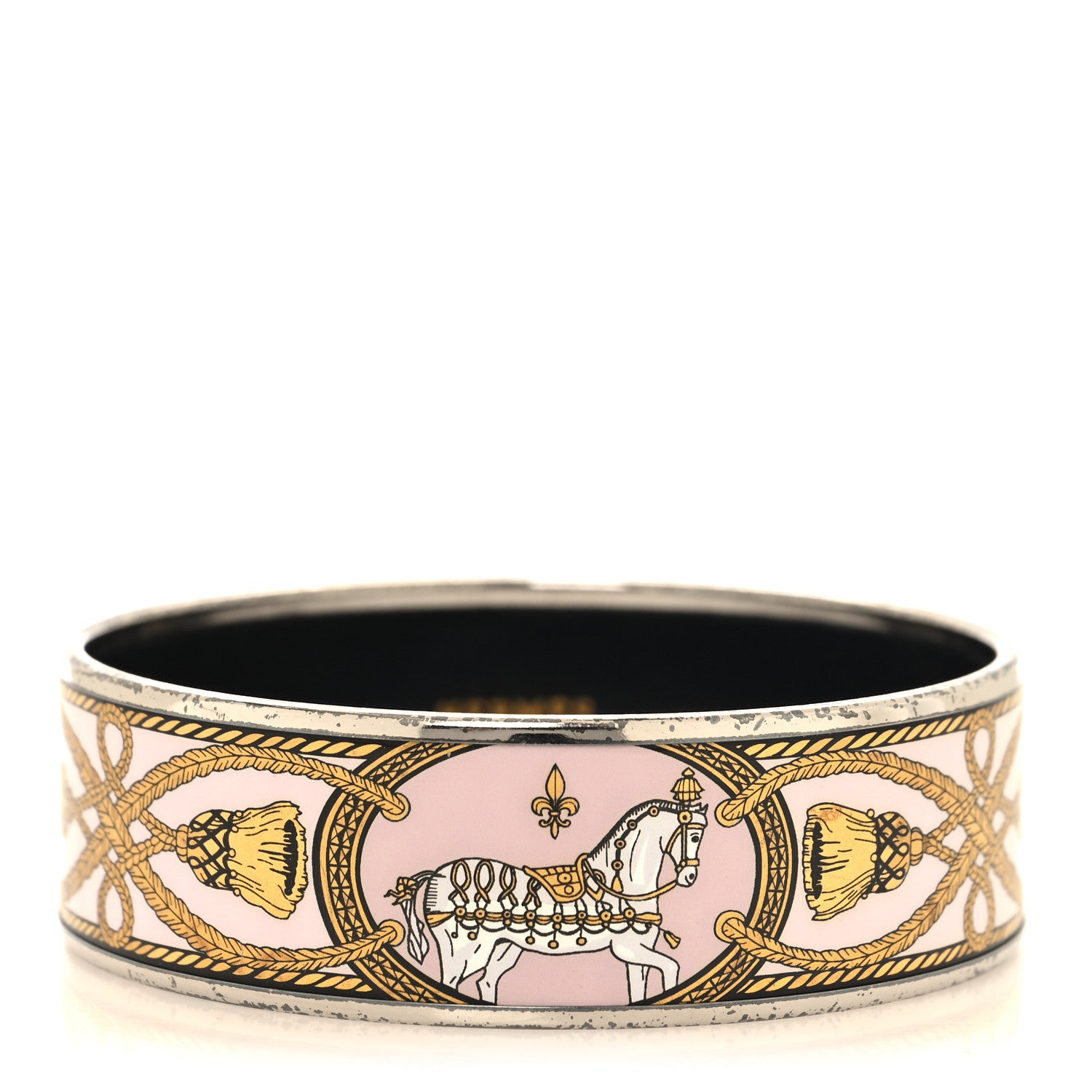 Hermes Enamel Printed Wide Grand Apparat Bracelet 65 1 of 5