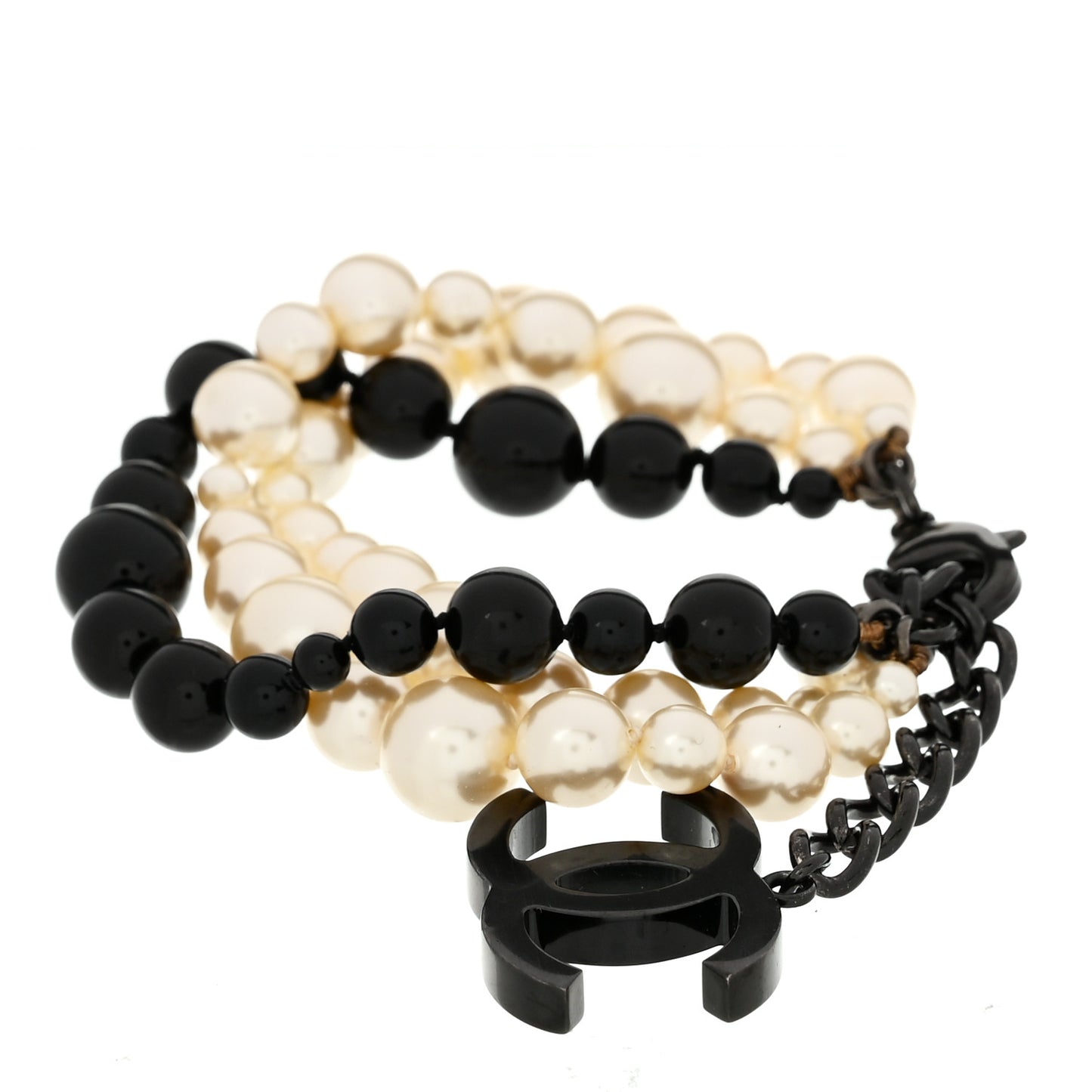 Pearl Bead CC Bracelet White Black