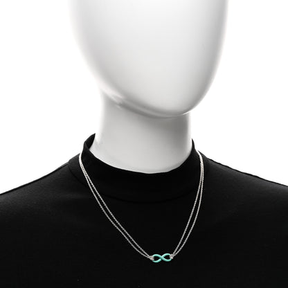 Tiffany Sterling Silver Enamel Infinity Necklace Blue 2 of 5