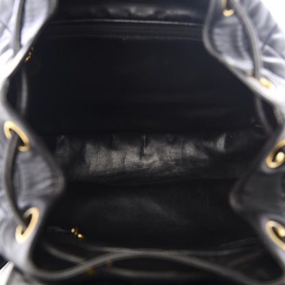 Chanel Lambskin Quilted Drawstring Backpack Black 4 of 8
