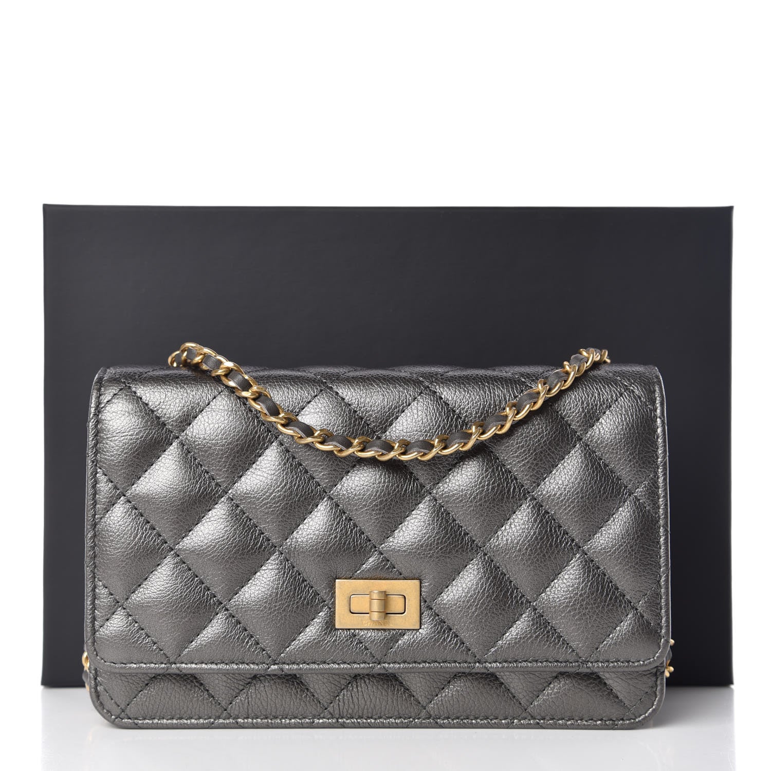 Chanel Calfskin Quilted Reissue Wallet On Chain WOC Charcoal 11 of 11