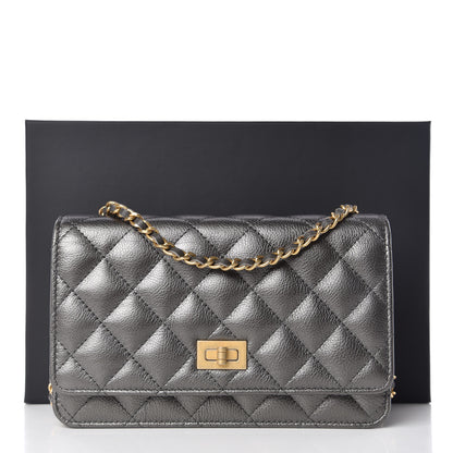 Chanel Calfskin Quilted Reissue Wallet On Chain WOC Charcoal 11 of 11