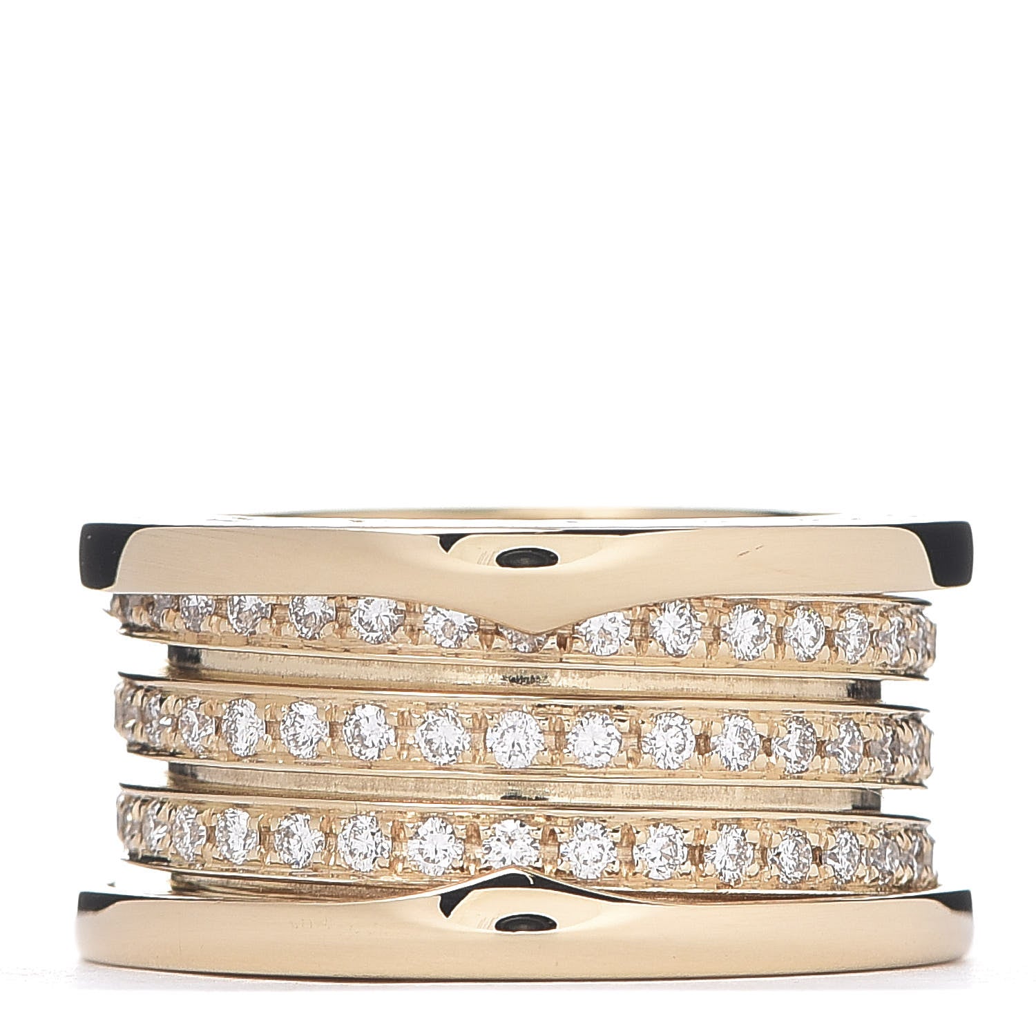 Bulgari 18K Yellow Gold Diamond B.Zero1 Four-Band Pave Ring 50 5.25 1 of 5